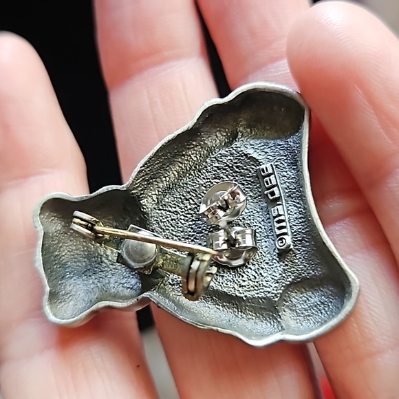 Vintage Ms Dee silver teddy bear necklace earrings and pin - Picture 3 of 6